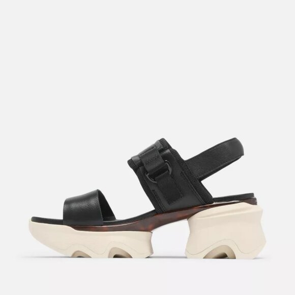 Sorel KINETIC Impact Slingback Heel Women's Sandal in Black/Chalk - Picture 4 of 11